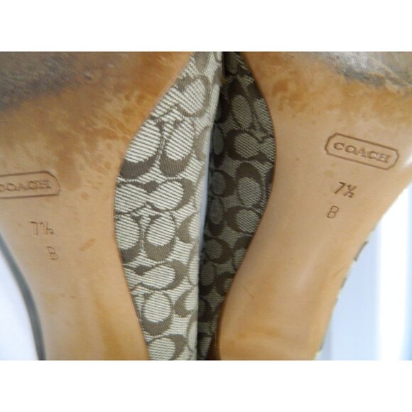 Coach Jayne 7.5 B Signature Canvas & Leather Heels In Tan/Brown Y2k Pumps  Shoes - Picture 6 of 15